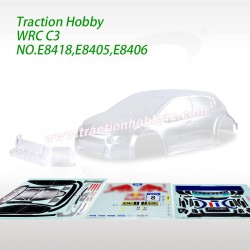 Traction Hobby KM WRC C3 1/7 RC Car Parts Transparent car shell with sticker E8418,E8405,E8406 type a1