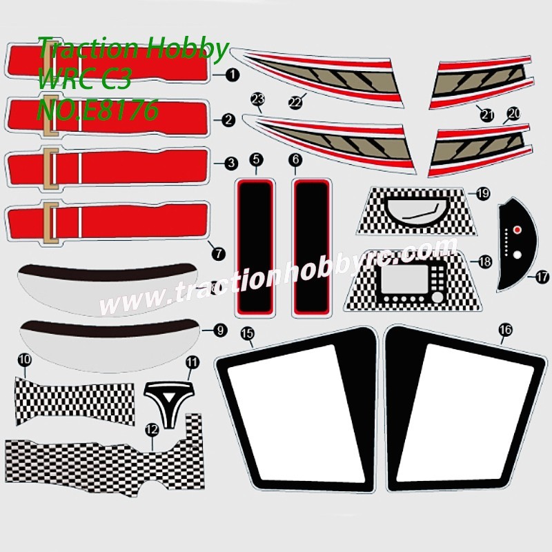 Traction Hobby KM WRC C3 Spare Parts EP1 Sticker E8176