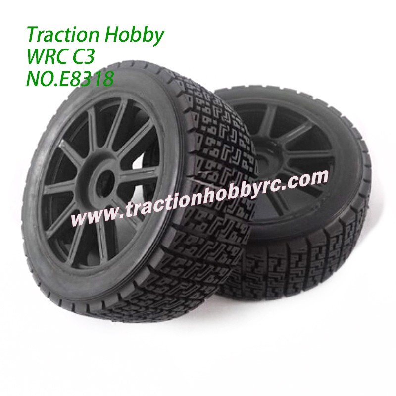 Traction Hobby KM WRC C3 Spare Parts Tire completed sets-black rim E8318-B