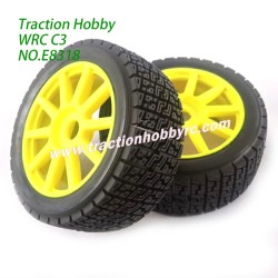 Traction Hobby KM WRC C3 Spare Parts Tire completed sets-Yellow rim E8318-YY